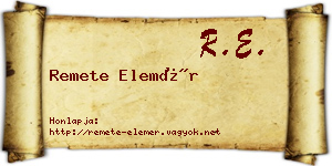Remete Elemér névjegykártya